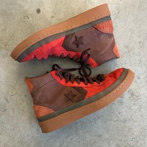 Converse Red and Brown High-Top Sneakers